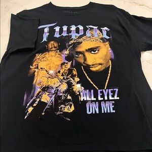 Black Graphic Tee with Tupac Design